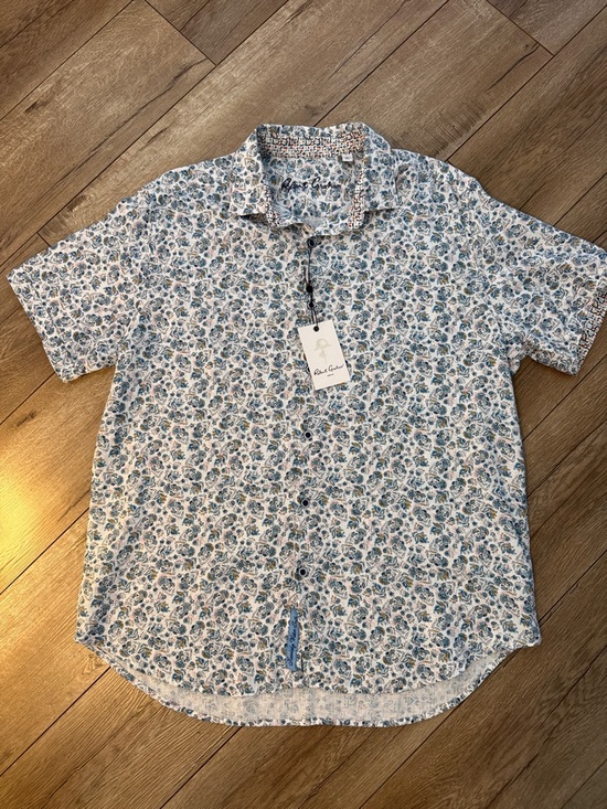 Robert Graham Other - Robert Graham Blue and White Floral Short-Sleeve Button-Down Shirt